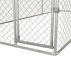 PawHut Outdoor Dog Kennel with Waterproof Cover - 19.7' x 7.5' x 4.9' - Silver-A door with a lock for safety 