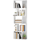 HOMCOM 5-Tier Geometric Bookshelf for Home Office - White-Solid particle board construction for long-term use