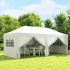 Outsunny 10' ft W x 20 ft L Pop Up Tent Outdoor Easy Folding Gazebo Party Tent - White-Water resistant oxford cover with anti-UV coating block most harmful rays