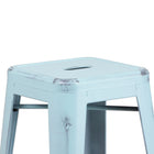 Flash Furniture 30" High Backless Distressed Green-Blue Metal Indoor-Outdoor Barstool-Drain Hole in Seat