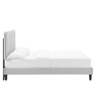 Modway Current Performance Velvet Twin Platform Bed with Black Wood Legs - Light Grey-Assembly Required