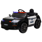Qaba Kids 12V Electric Ride-on Police Car with Remote Control - Black-Dual motos, remote control allows three adjustable speed for safe driving 