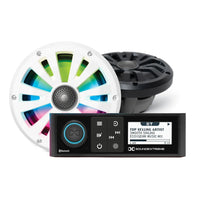 SoundExtreme Marine DIN Radio 6.5" Speaker Kit-Single din marine radio: 200 watts peak output (25 watts x 4 channels rms) with a built-in 3-band equalizer and optional volume limiter controls to be as loud as you like to cut through all the wind and roar; customize your audio listening experience with 1 or 2 wired audio zones and 1 wireless audio zone; change zone volume independently or together, even change the zone names; high contrast display: daylight viewable 2.3-inch white lcd display makes it much e