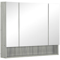 Kleankin Wall Mounted Bathroom Medicine Cabinet with Mirror - Grey-Use as a toiletry, beauty or medicine cabinet in your bathroom