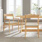 Modway Solara Fabric Wood Dining Armchairs - Natural/Heathered Weave Beige - 2 Pack-Minimalist Design