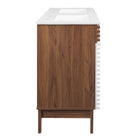 Modway Render 48" Double Sink Bathroom Vanity - White/Walnut/White-Full-Extension Drawers