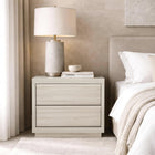 Manhattan Comfort Navis 26" Contemporary 2-Drawer Nightstand - Whitewashed Oak-Two spacious drawers provide convenient storage for bedside essentials
