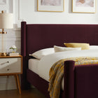 Modway Rael Performance Velvet Full Platform Bed - Mulberry-Padded Headboard and Footboard