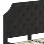 Flash Furniture Brighton Queen Size Tufted Upholstered Platform Bed - Black Fabric-15 Wood Support Slats
