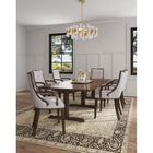 Manhattan Comfort Grand 22.5" Traditional Faux Leather Upholstered Dining Armchair - Light Grey - Set of 2-Frame Made of Solid Beech Wood with Rich Walnut Finish