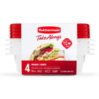 Rubbermaid TakeAlongs Square Food Storage Containers - 669 mL (2.9 Cup) - Ruby Red - 4 Pack-Serving size is great for meal prep, sandwiches, lunch, and snacks, plus pantry and craft storage