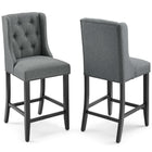 Modway Baronet Upholstered Fabric Counter Bar Stool - Gray - Set of 2-Tufted Button Counter Stool