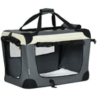 PawHut 24" Foldable Pet Carrier with Removable Mat - Grey-Suitable for cats and miniature dogs