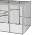 PawHut Outdoor Wooden Combinable Design Chicken Coop with Run - Grey-Storage space underneath the roof 