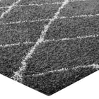 Modway Toryn Diamond Lattice Shag Area Rug - 5 ft W x 8 ft L - Dark Grey/Ivory-High Density / Machine-Woven