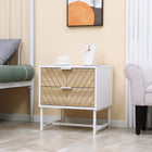 HOMCOM Modern Bedside Table with 2 Drawers and Metal Base - White-Use it as a bedroom dresser, side table, or room organizer