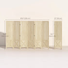 HOMCOM 6 Panel Freestanding Room Divider with Pegboard Display for Home Office - Natural Wood-Dual-direction hinges let you angle the divider freely and fold it compactly for storage 
