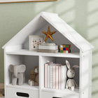 Qaba 3 Tier Kids Bookshelf with Two Drawers, for Bedroom, Kids Room - White-Assembly needed