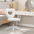 HOMCOM Armless Teddy Fleece Makeup Vanity Desk Chair with Heart Design - White-Assembly required