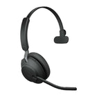 Jabra Evolve2 65 Link380A UC Mono Headset with Stand - Black-Headband cushion ultra soft foam covered in color-matched silicone, ear cushion soft audio foam covered in color-matched leatherette, aluminium slider arm