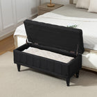 HOMCOM Flip Top Storage Ottoman Bench for End of Bed - Black-Wide top opens to expose ample extra storage space; 