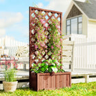 Outsunny Raised Garden Bed - 2.4' x 1' x 4.9' - Orange-Features a wooden box and back net board design which help display your favorite plants  
