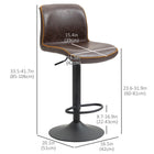 HOMCOM Counter Height Swivel PU Leather Bar Stools - Brown - 2 Pack-Weathered faux leather upholstery is beautiful, with colour stitching for added impact
