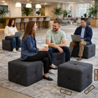 Exform Lilith Cube - Stool, Ottoman, Side Table - Black Chenille-Functionality: Use as a side table, footrest, ottoman, pouf, or extra seating