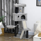 PawHut 47" Activity Center Cat Tower with Ramp, Condo and Hammock - Light Grey-Hanging toys for entertainment 