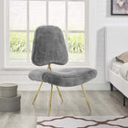 Modway Ponder Upholstered Sheepskin Fur Lounge Chair - Grey-High Density Padded Foam