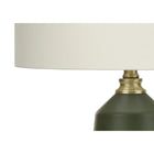 Monarch Specialties 26" H Contemporary Table Lamp - Green Ceramic / Ivory / Cream Shade-Minor assembly is required with illustrated instructions included. confidently designed using durable materials, this lamp is backed with 2-year limited warranty against manufacturer's defects for your satisfaction