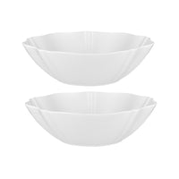 Casa Domani Florence Serving Bowl - 25cm - White - 2 Pack-Made of Porcelain featuring a delicate embossed pattern on scalloped profile.