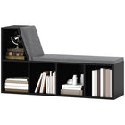 HOMCOM Bookshelf with Reading Nook - Black-Special bench design allows you to sit or lean to read or relax