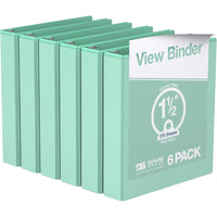 Davis Group Economy 1.5" 3-Ring View Binders - Mint - 6 Pack-Durable 3-Ring View Binder