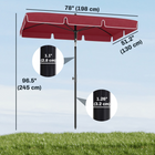Outsunny Adjustable-Tilt Patio Umbrella - 6.5'x4' - Red-Quickly adjust your umbrella angle from sun with simple push button control