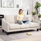 HOMCOM 3 Seater Linen Sofa Couch with Pocket Spring - Beige-Extra-thick cushions for enhanced comfort