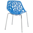 Modway Stencil Dining Side Chair - Blue-Chrome plated steel base