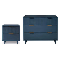 Manhattan Comfort Granville Modern Dresser and Nightstand Set - Midnight Blue-Modern-Contemporary with a taste of Glam Bedroom Dresser Set. Includes 1 Dresser and 1 Nightstand.