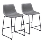 Zuo Smart Counter Stool - Charcoal - Set of 2-Ergonomic and supportive footrest