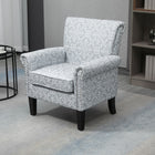 HOMCOM Modern Accent Chair with Rolled Armrest - Wood Legs - Nailhead Trim for Bedroom - Grey-Features breathable linen-feel polyester fabric, and unique pattern and colour for modern and stylish  
