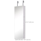HOMCOM Mirror Jewelry Cabinet with LED Lights and 2 Keys - 14.5" L x 47.25" W x 4" H - White-Lockable cabinet for added safety 