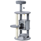 PawHut 44" Cat Tree Tower with Condo, Scratching Posts and Bed - Dark Grey-Multiple levels allow cats to climb and explore freely 
