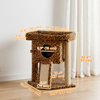 PawHut Small Cat Tower with Perch & Scratching Post - Leopard Print-Spacious cat house, providing a private space to relax 
