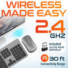 Delton K100 Wireless Slim Keyboard and Mouse Set - Silver-Easy to setup, just plug in the USB dongle and you're all set - no drivers or software needed