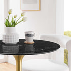 Modway Lippa 28" Round Faux Marble Dining Table - Gold Black-Seats 2