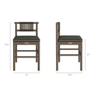 Modway Eleni Outdoor Teak Wood Counter Stools 2-Piece Set - Weathered Grey/Flint-Woven Rope Backrest