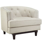 Modway Coast Upholstered Fabric Armchair - Beige-Rubberwood Walnut Stained Legs