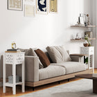 HOMCOM Nightstand - White - Set of 2-Electroplated handles and flower-shaped design enhance attractiveness and elegance