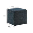 Modway Callum 17" Square Woven Heathered Fabric Upholstered Ottoman - Heathered Weave/Azure-Dense Foam Padding