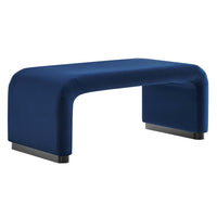 Modway Koda Performance Velvet Waterfall Ottoman - Black/Midnight Blue-Performance Velvet Upholstery